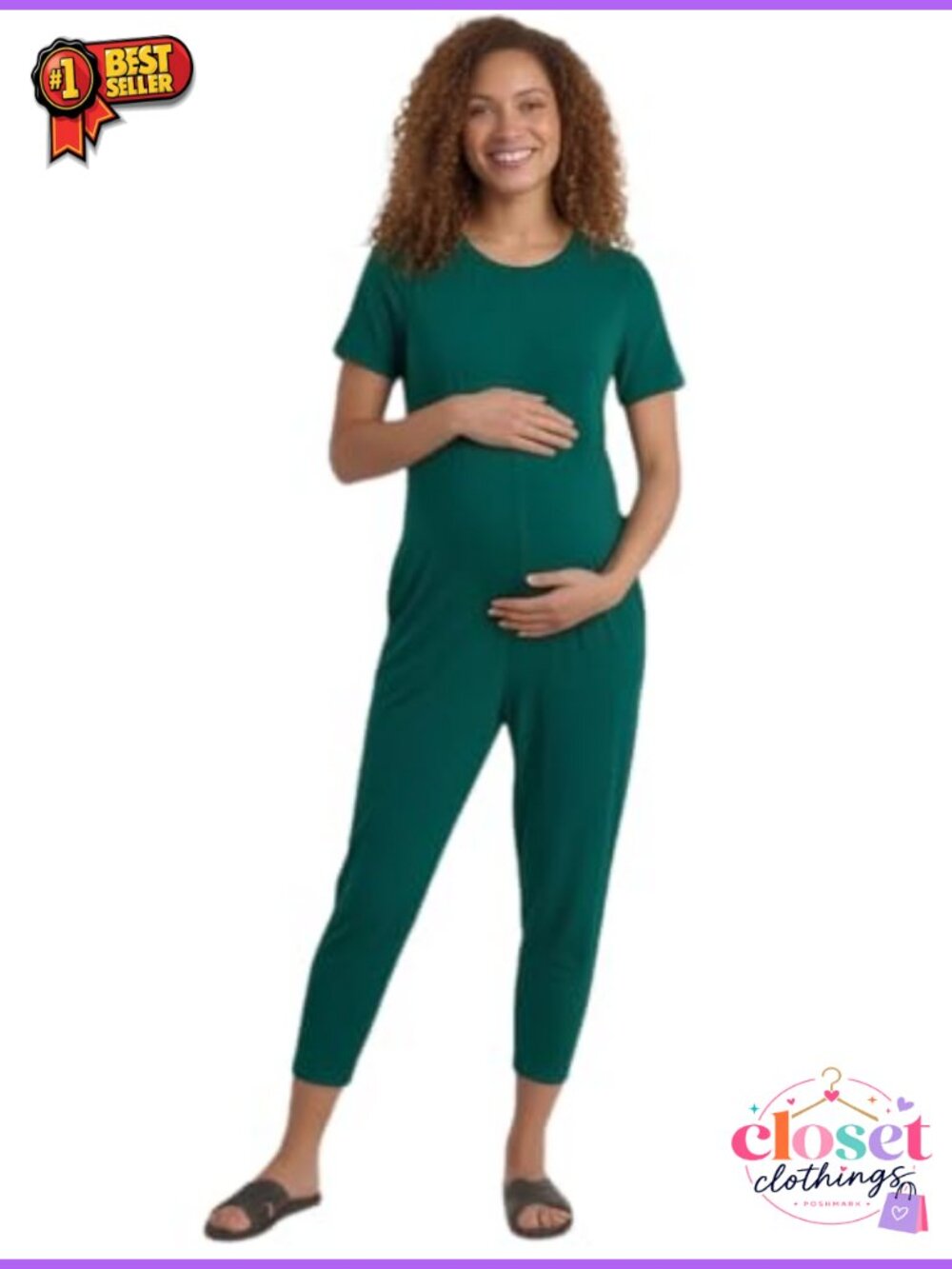 Viscose from Bamboo Maternity Jumpsuit Pregnancy Romper with Pockets Summer